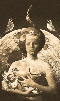 "La diosa de la cebolla", collage digital, 33x55 cm